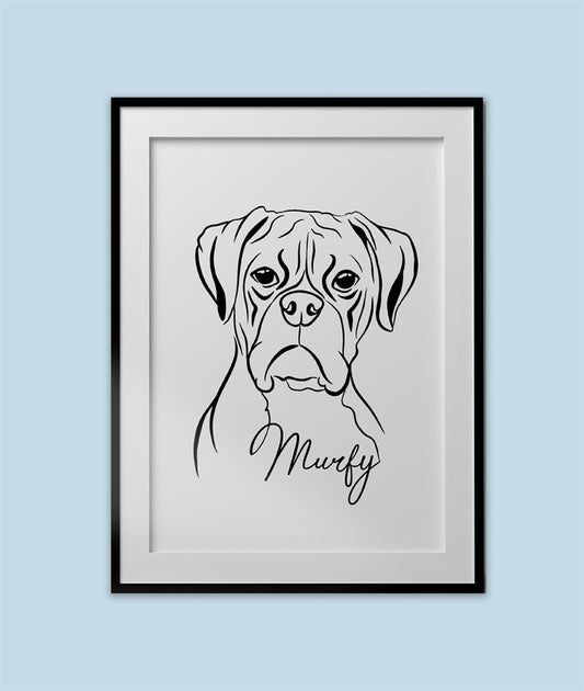 Personalised dog Illustration prints by @malena_lineart